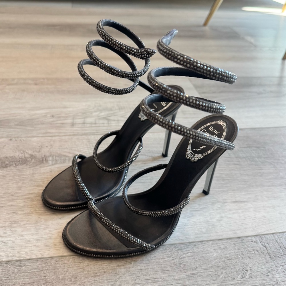 Rene Caovilla Cleo Black Sandal 105 - Picture 3 of 9